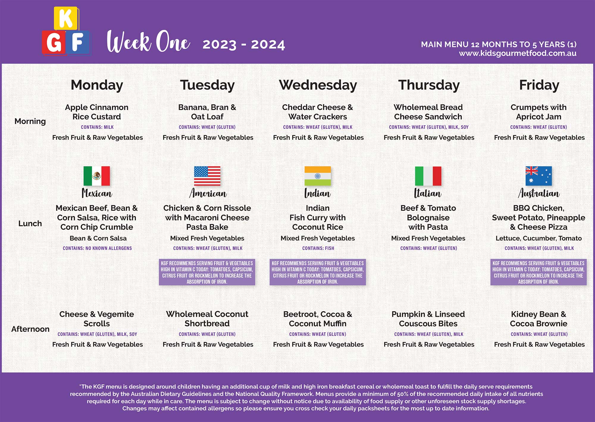 Broadmeadows Early Learning Center - broadmeadows-childcare-Menu